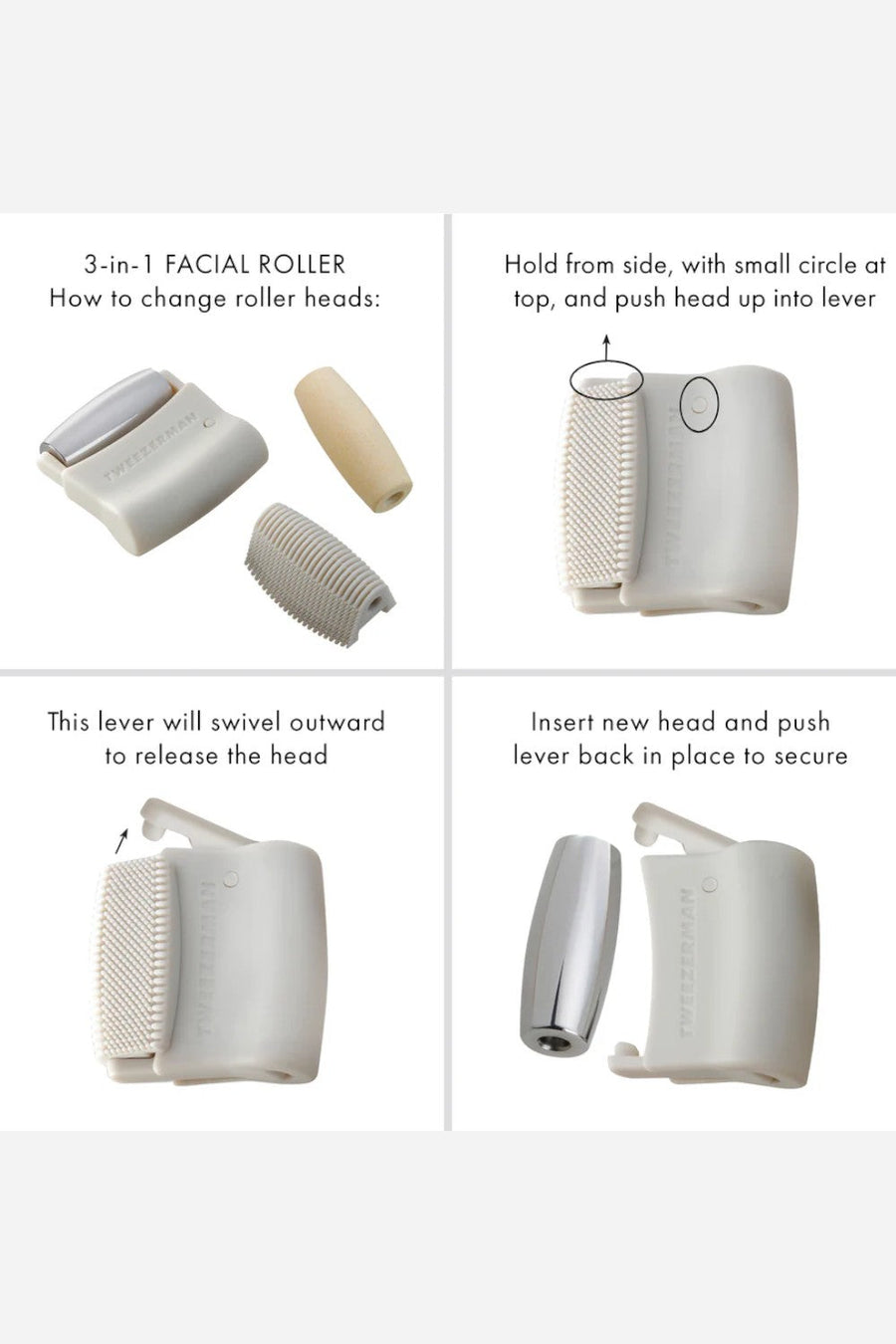 Tweezerman 3-In-1 Facial Roller Set – side view