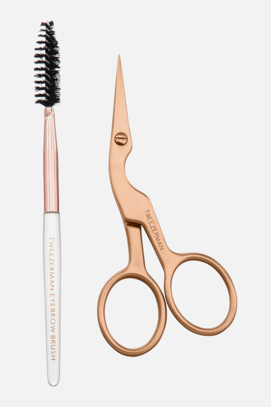 Tweezerman Brow Scissors in Rose Gold – front view
