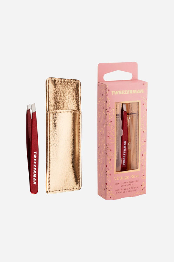 Tweezerman Vintage Rose Mini Slant Tweezer with Case