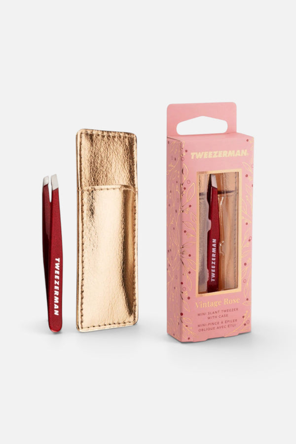 Tweezerman Vintage Rose Mini Slant Tweezer with Case