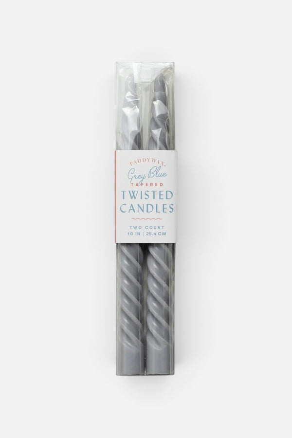 Twisted Taper Candle Set of 2 in Grey/Blue