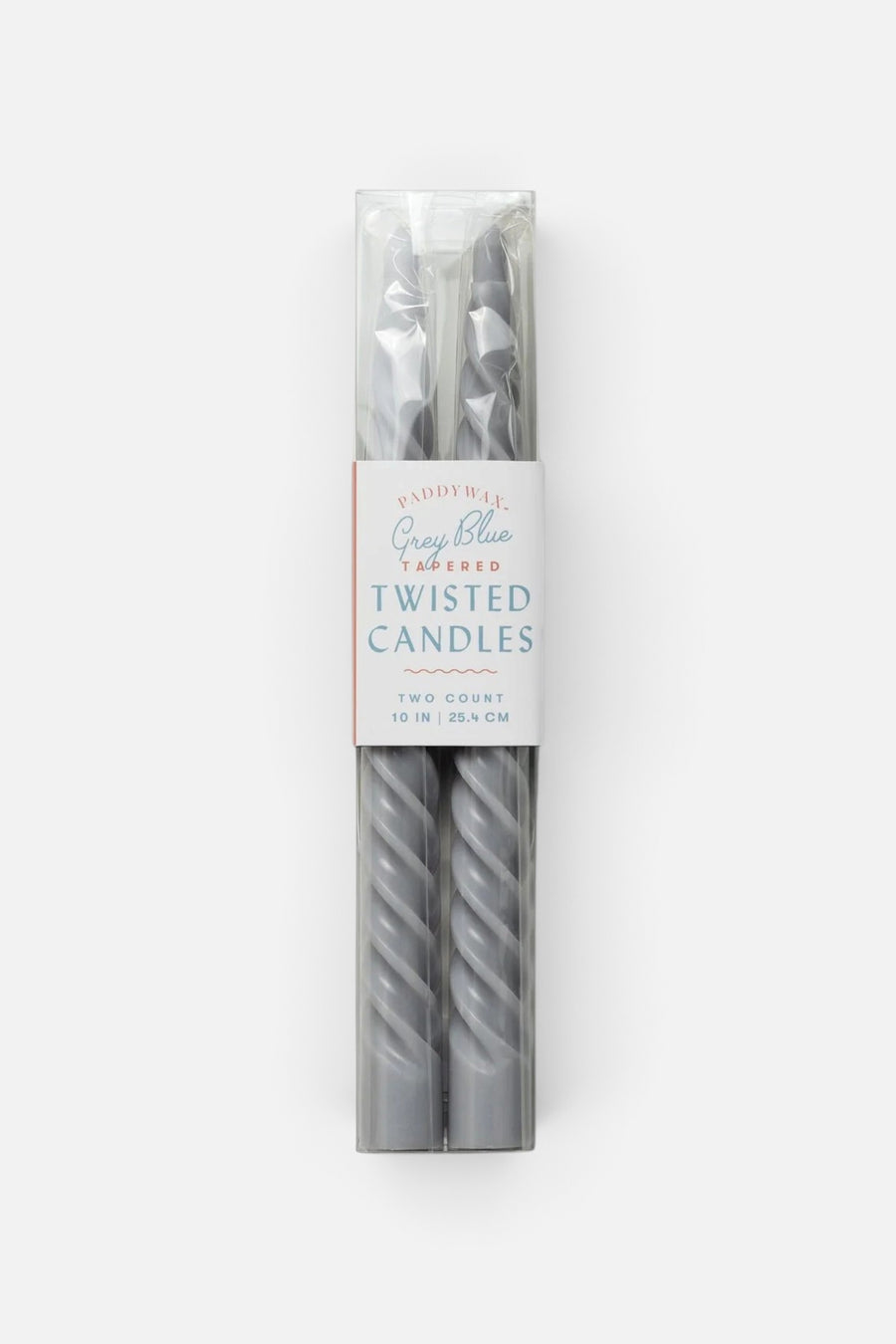 Twisted Taper Candle Set of 2 in Grey/Blue – front view