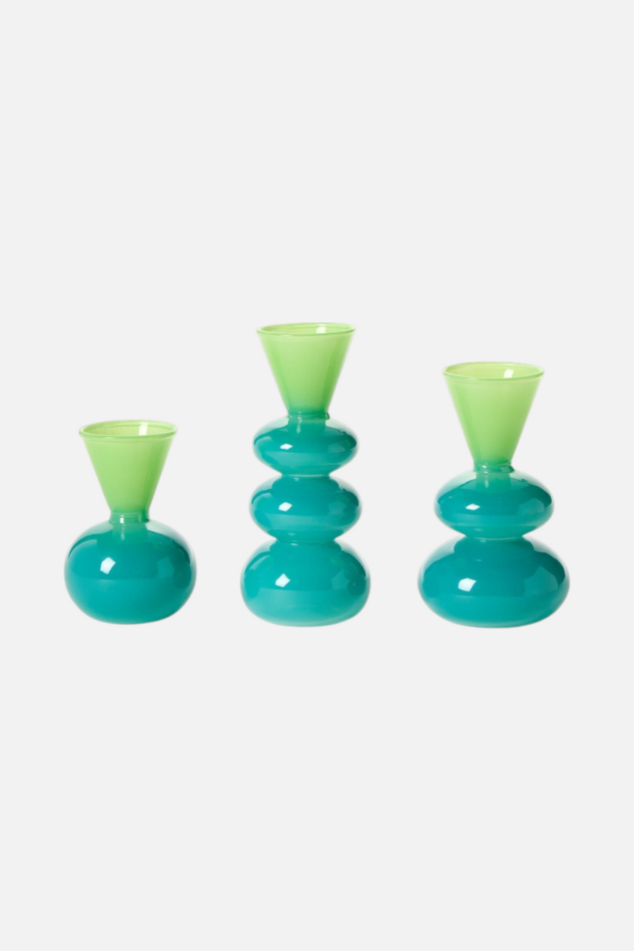 Two's Company Colorito Glass Vase in Aqua/Verde – back view