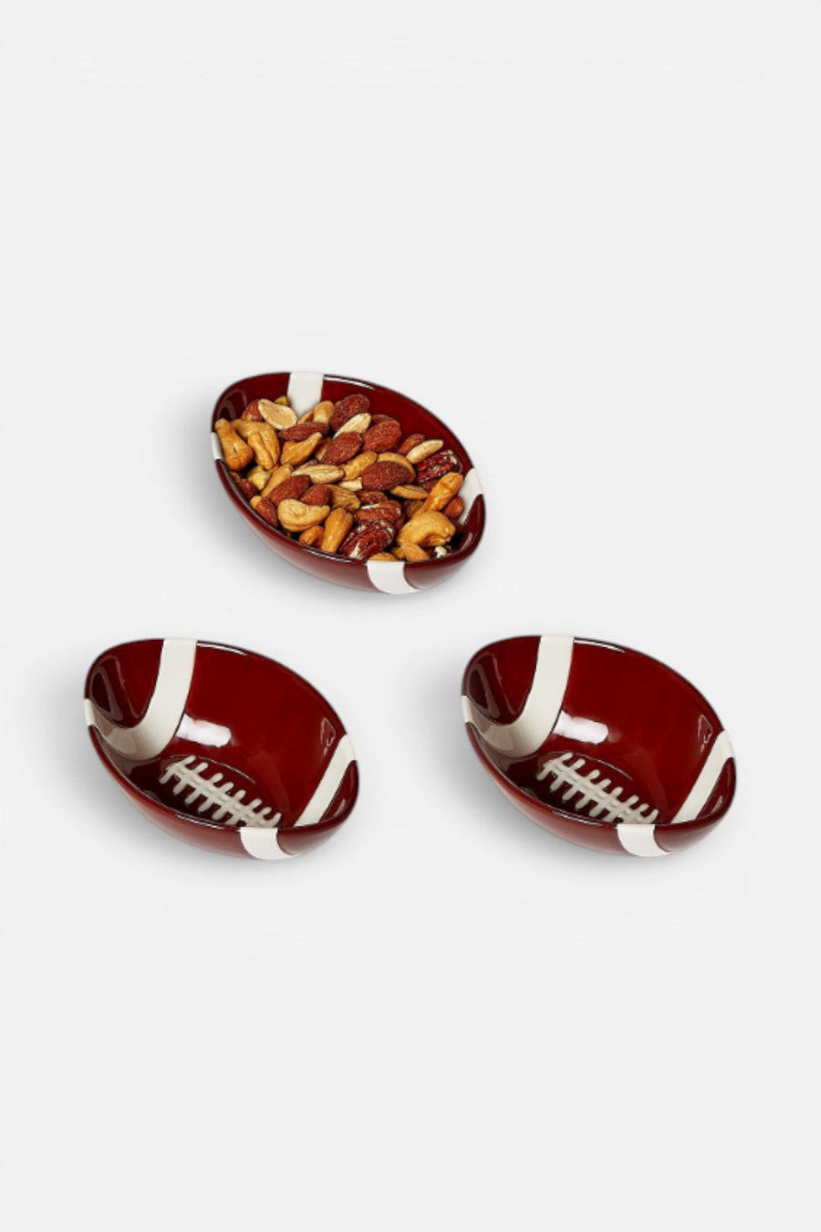Two's Company Football Tidbit Bowls, Set of 3 – front view