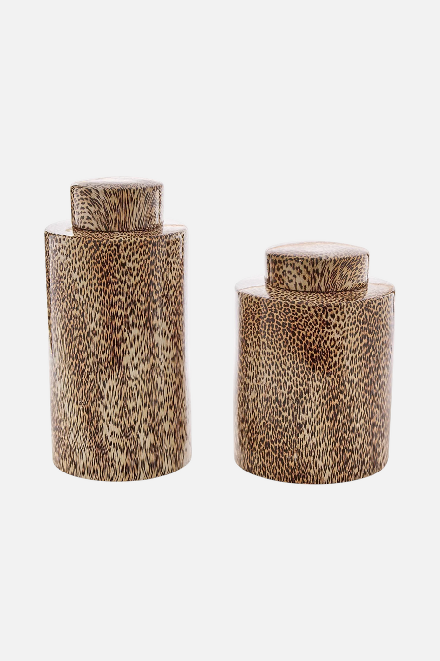 Two's Company Leopard Print Jars – back view