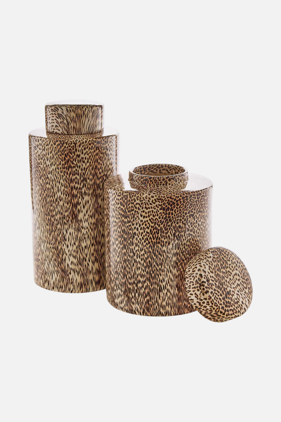 Two's Company Leopard Print Jars – detail