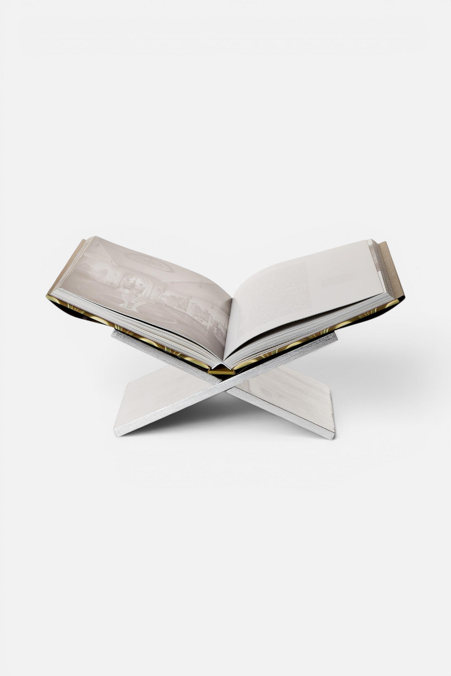 Two's Company Libreria Silver Leaf Book Stand – front view