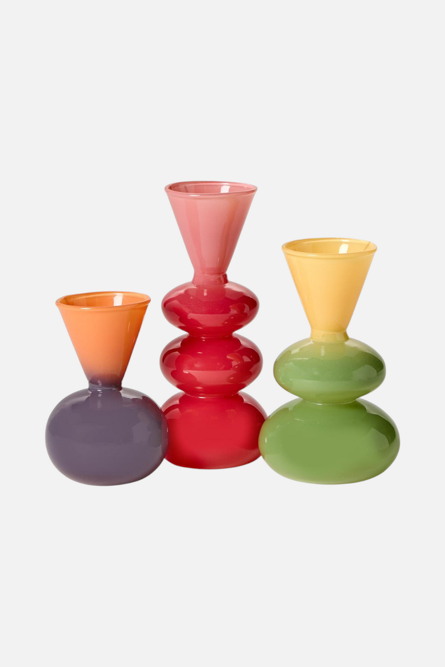 Two's Company Mix Color Glass Vases, Set of 3 – back view