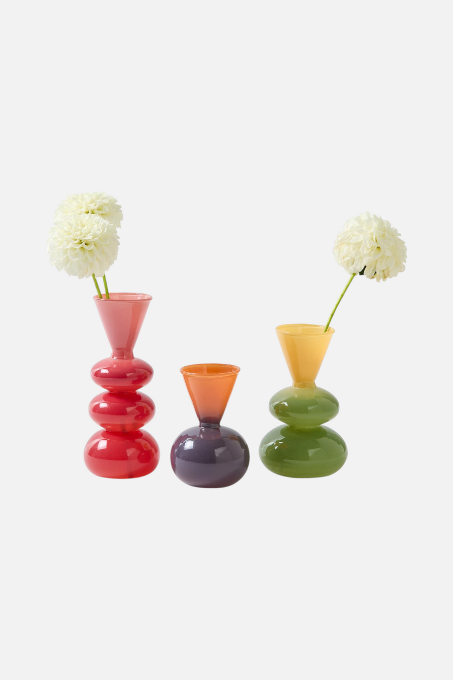 Two's Company Mix Color Glass Vases, Set of 3 – detail