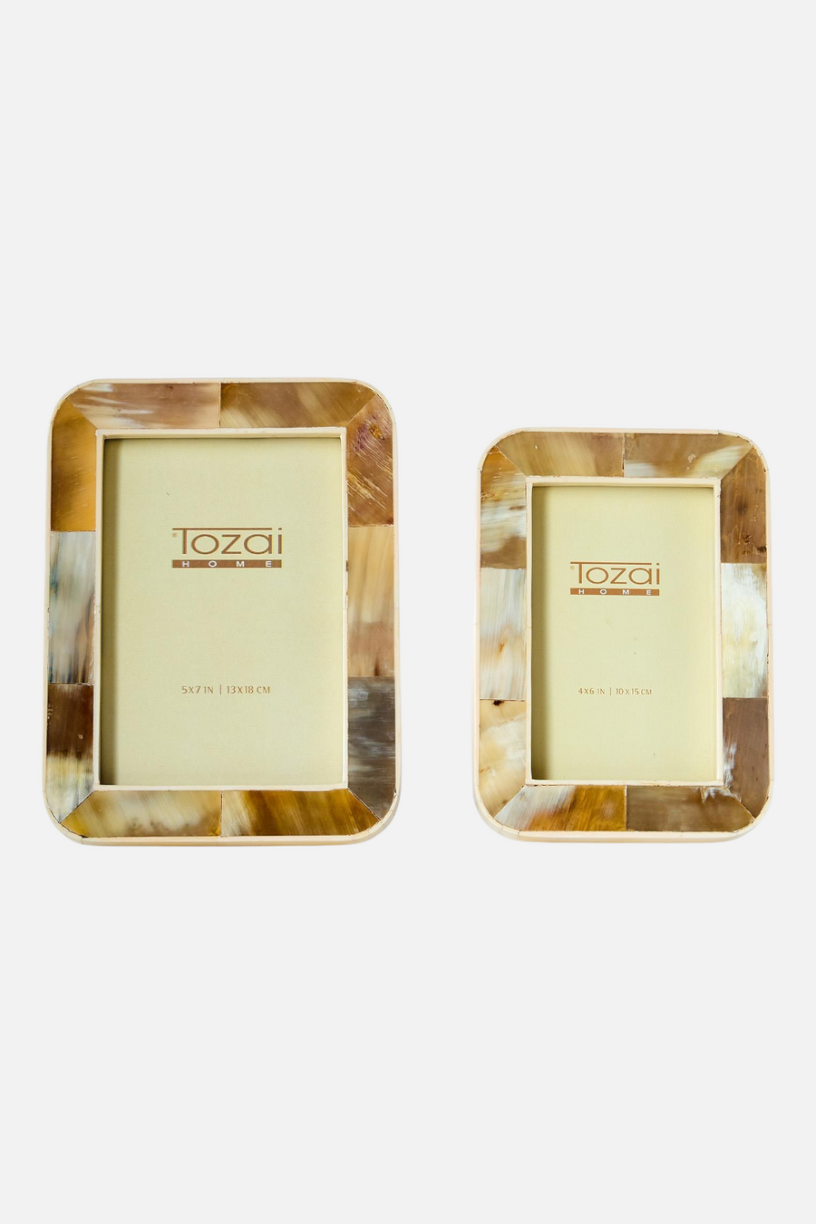 Two's Company Natural Horn Photo Frame, 4X6 – front view