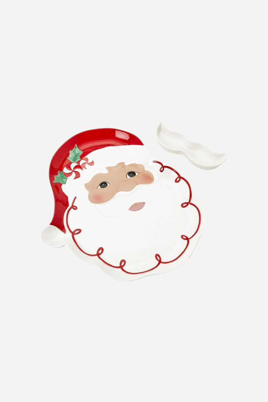 Two's Company Santa Platter and Removable Mustache – back view