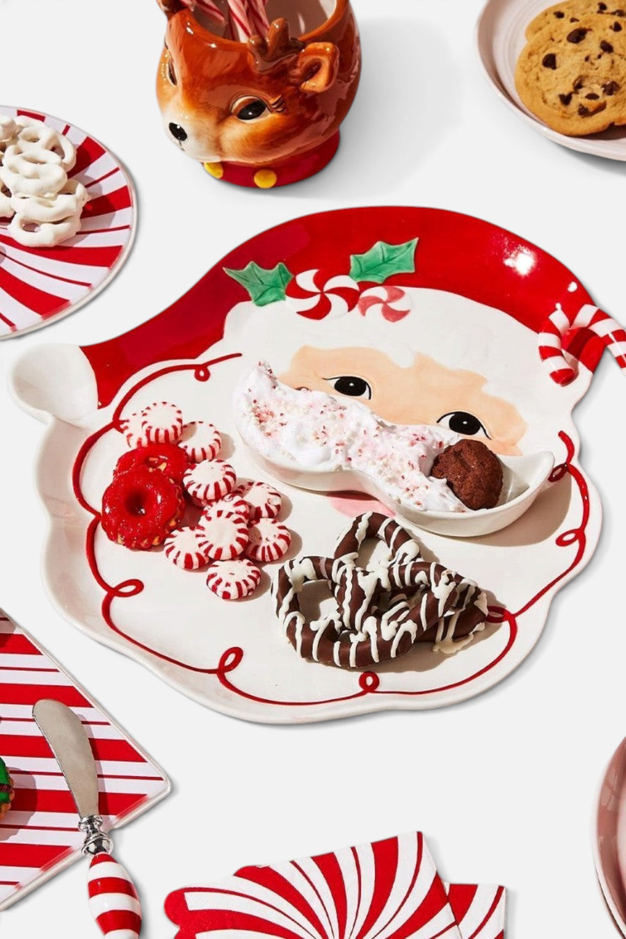 Two's Company Santa Platter and Removable Mustache – detail