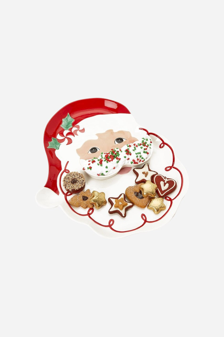 Two's Company Santa Platter and Removable Mustache – side view