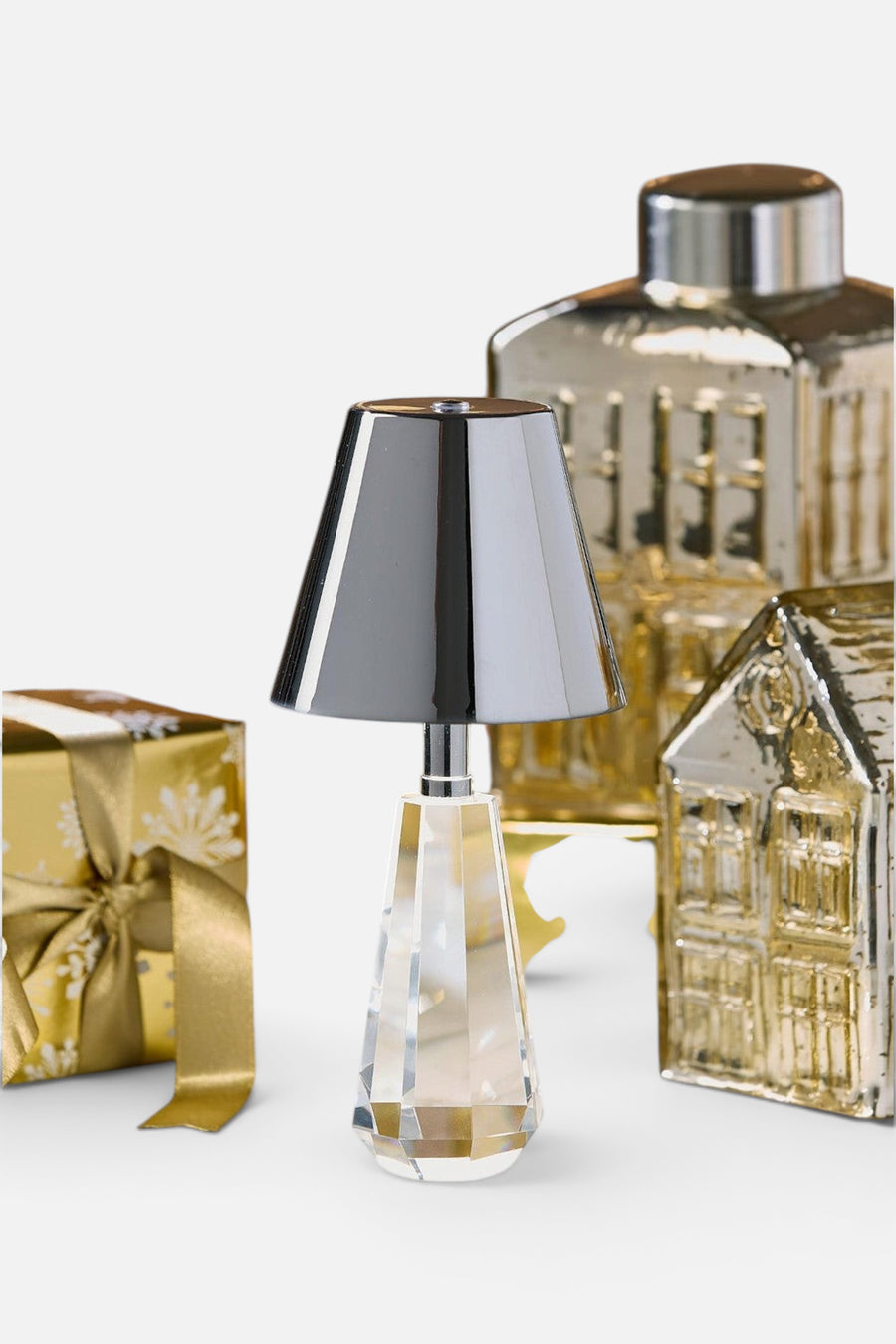 Two's Company Silver Crystal Cordless Lamp – back view