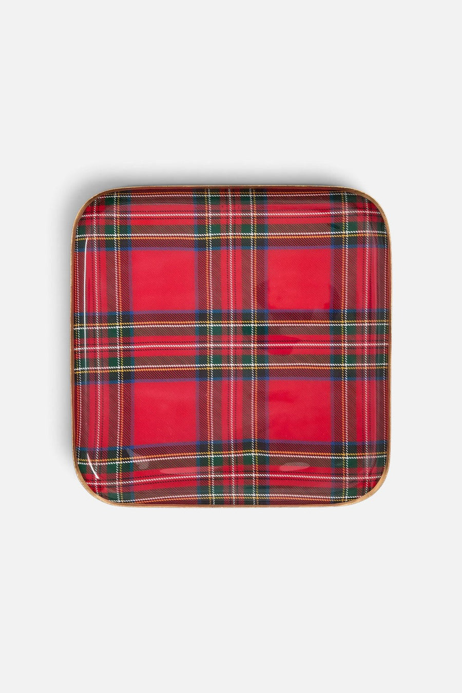Two's Company Tartan Metal Tray – detail