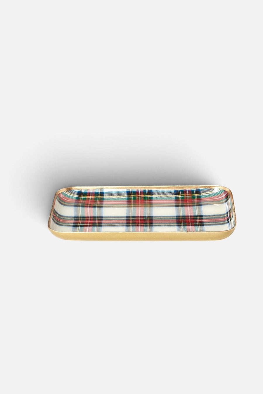 Two's Company Tartan Metal Tray – top view