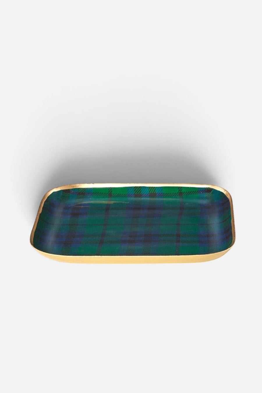 Two's Company Tartan Metal Tray – top view