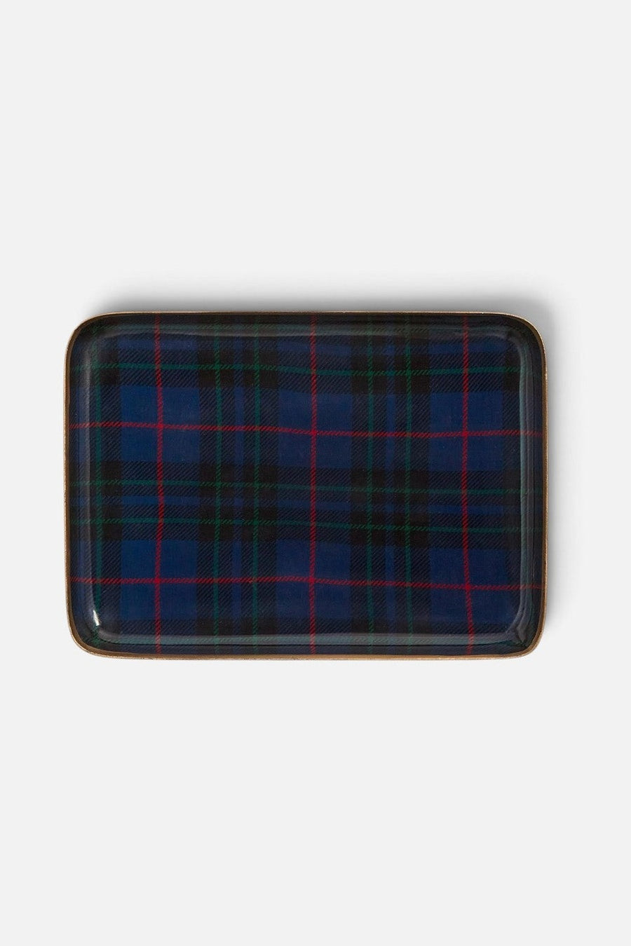 Two's Company Tartan Metal Tray – top view