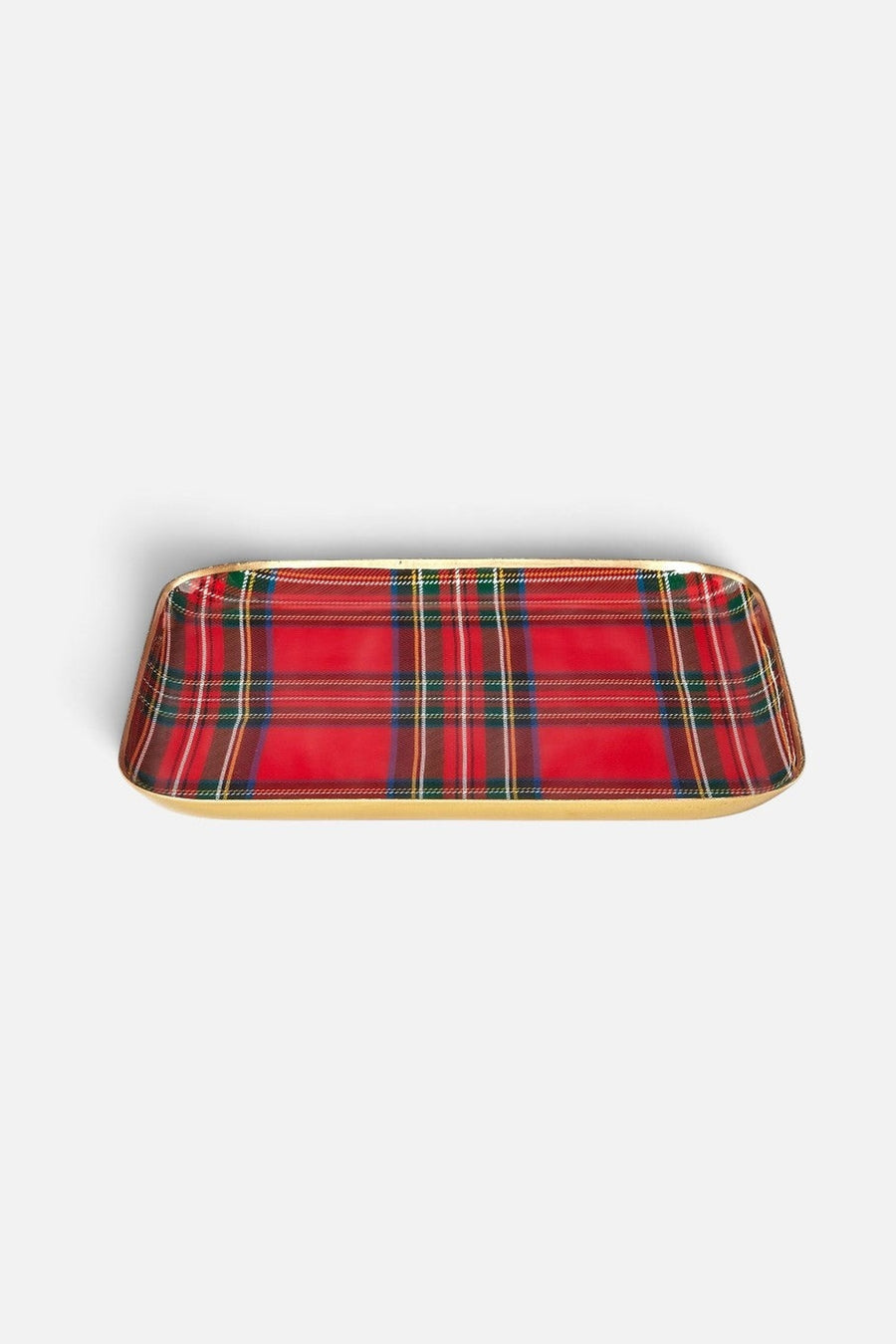 Two's Company Tartan Metal Tray – top view