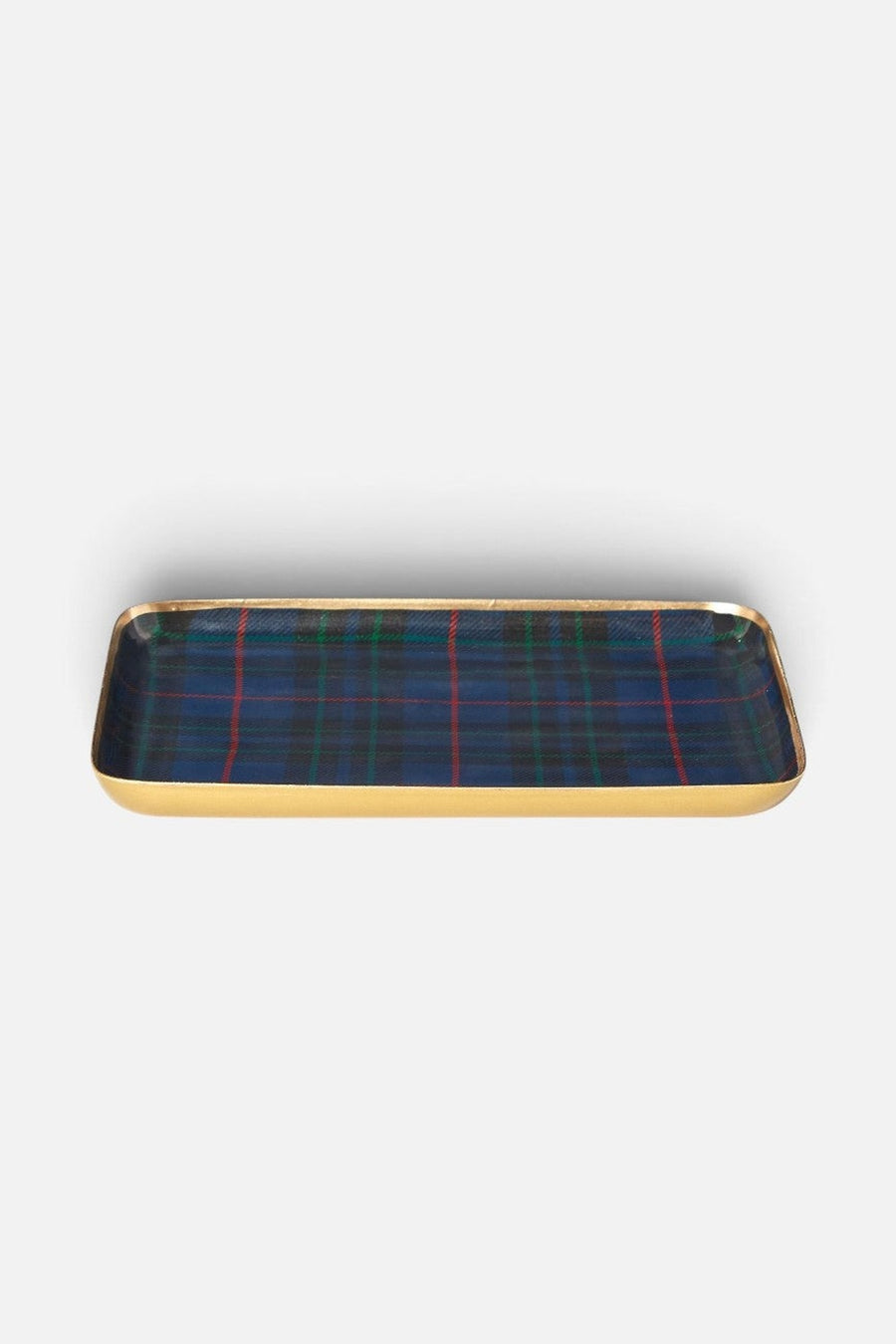 Two's Company Tartan Metal Tray – top view
