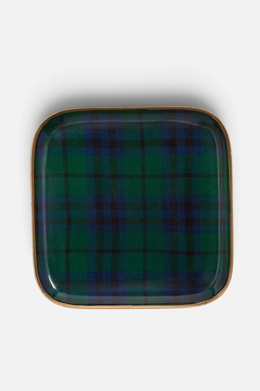 Two's Company Tartan Metal Tray – top view
