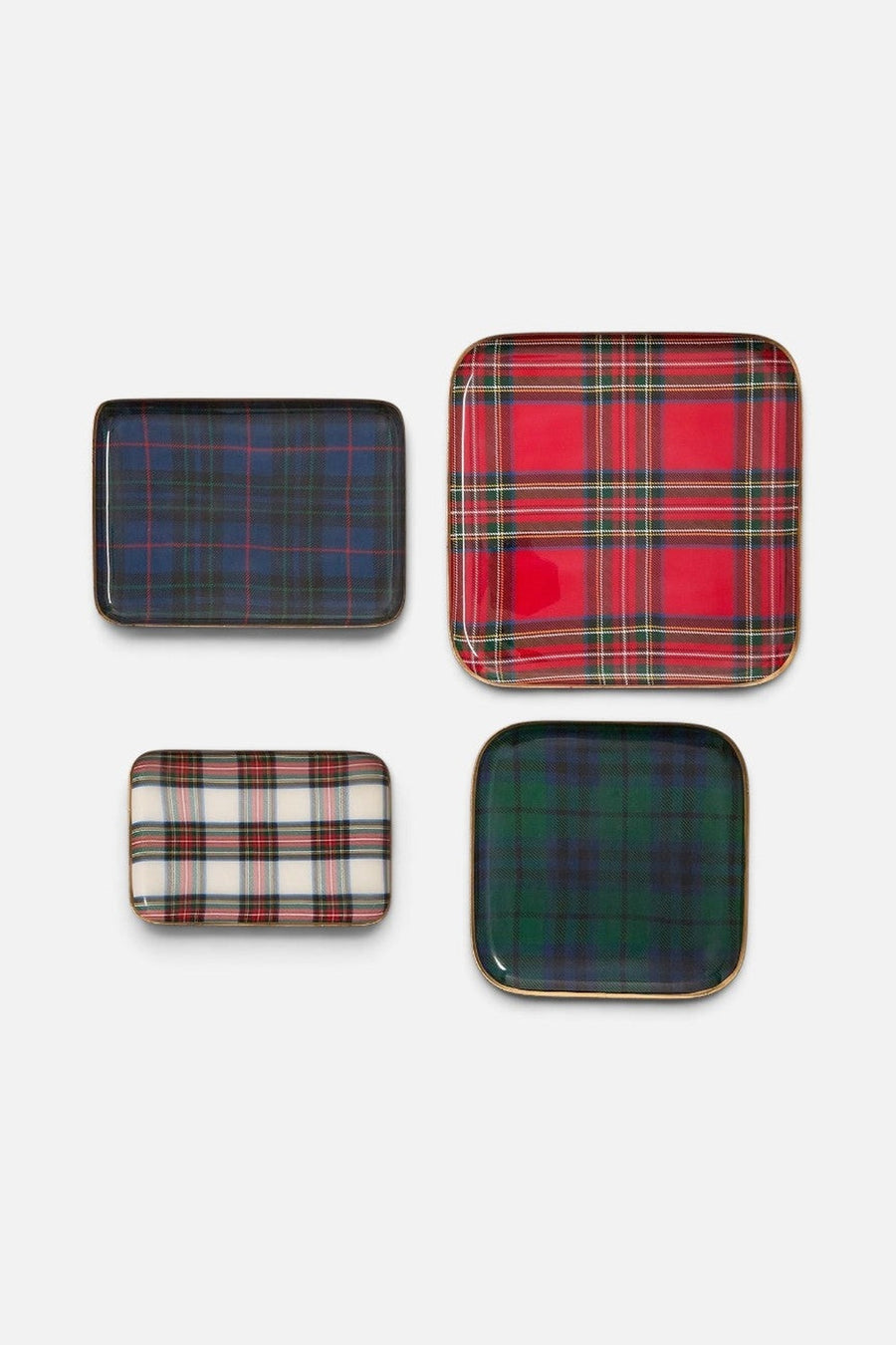 Two's Company Tartan Metal Tray – group shot