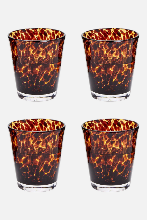 Two's Company Tortoise Double Old Fashion Glass Set of 4