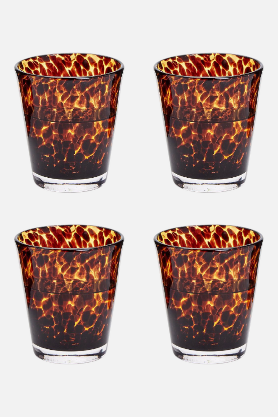 Two's Company Tortoise Double Old Fashion Glass Set of 4 – front view
