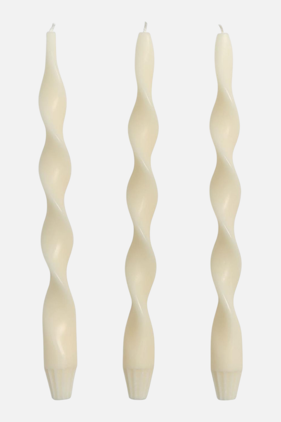 Two's Company Twist and Glow Ivory 12" Twist Taper Candles Set of 3 – back view