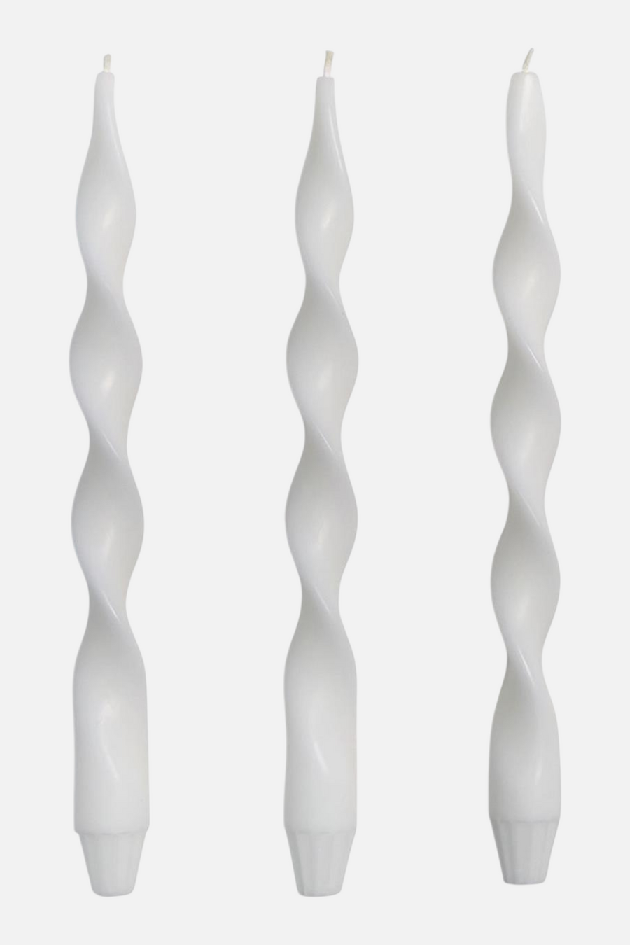 Two's Company Twist and Glow White 12" Twist Taper Candles Set of 3 – back view