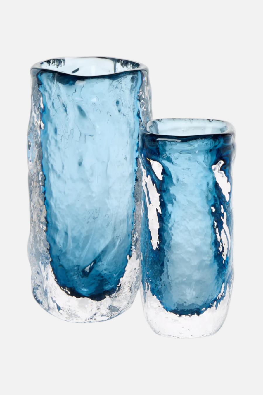 Two's Company Vendome Clear Blue Art Glass Vase – front view
