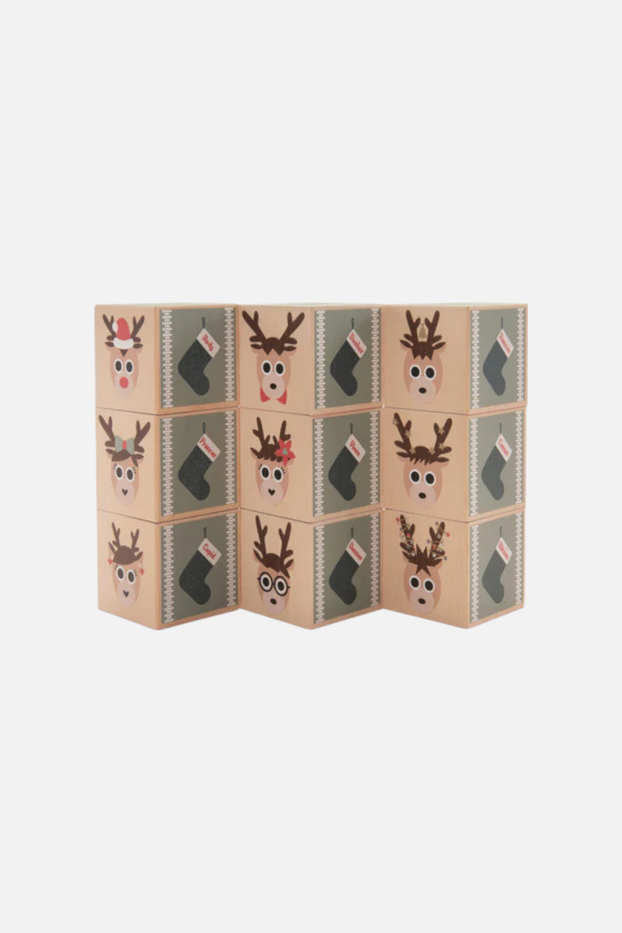 Uncle Goose Reindeer "Believe" Blocks – back view