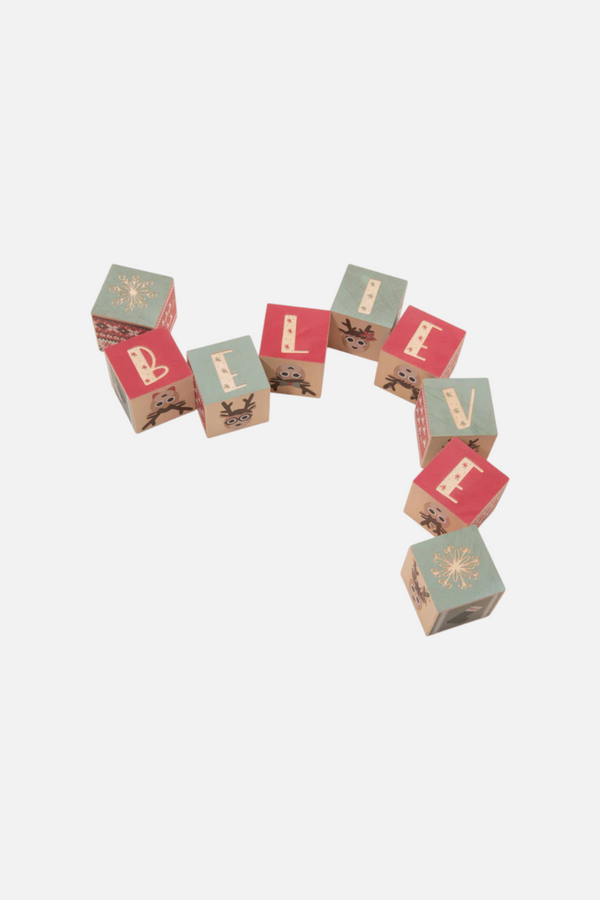 Uncle Goose Reindeer "Believe" Blocks
