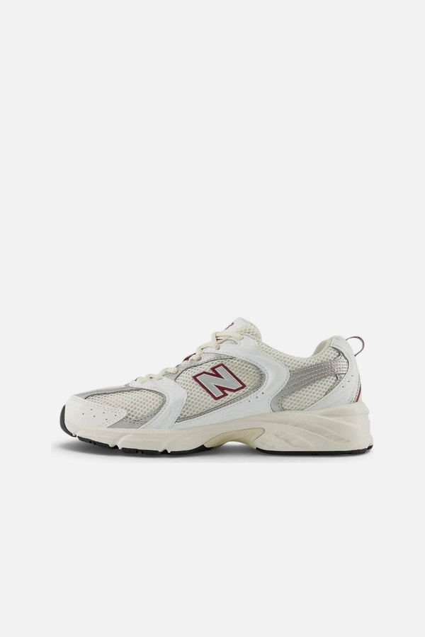 Unisex New Balance 530 Sneakers in Sea Salt with White and Mercury Red
