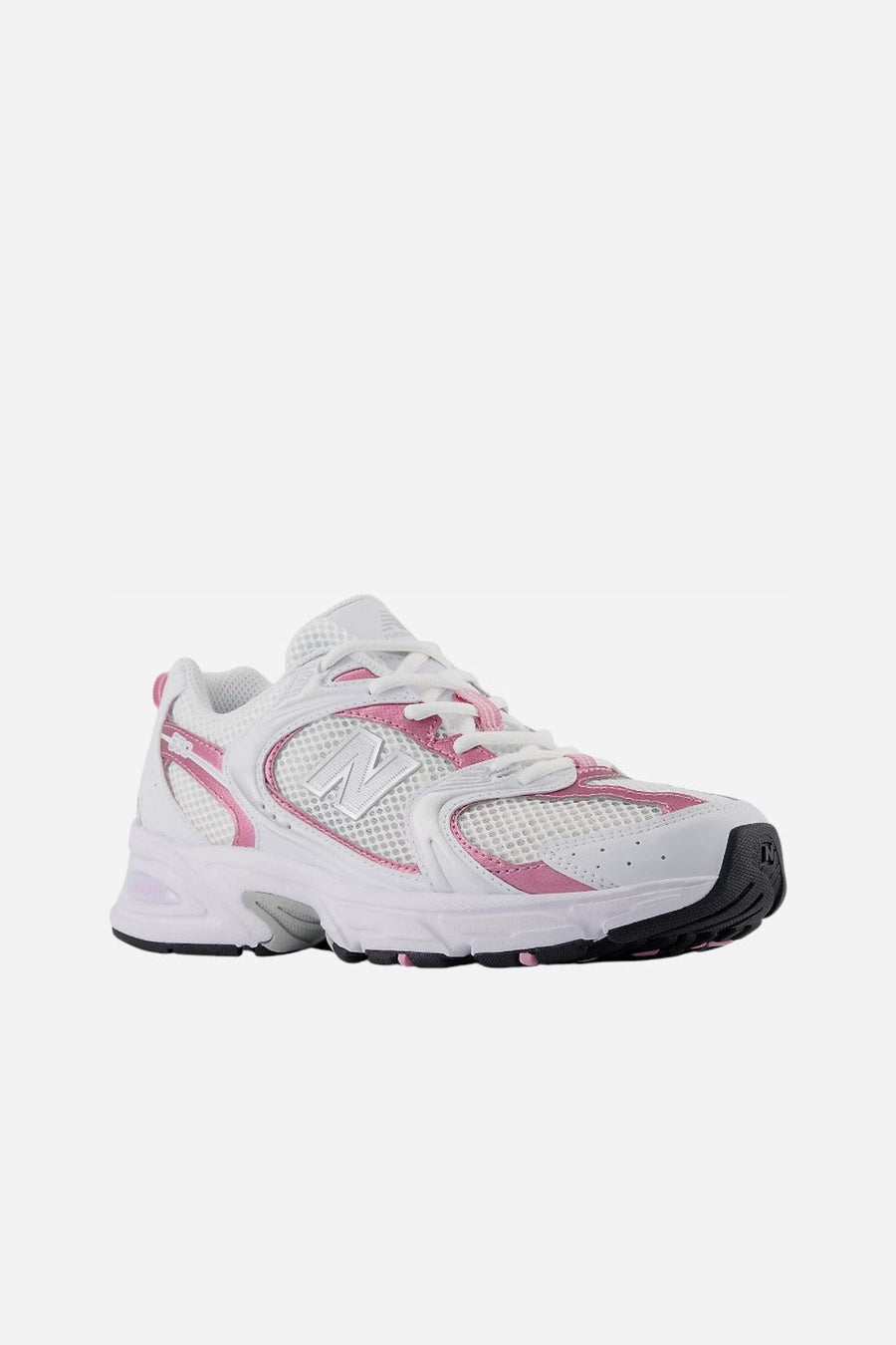 New Balance Unisex 530 in White Pink Sugar – three-quarter view