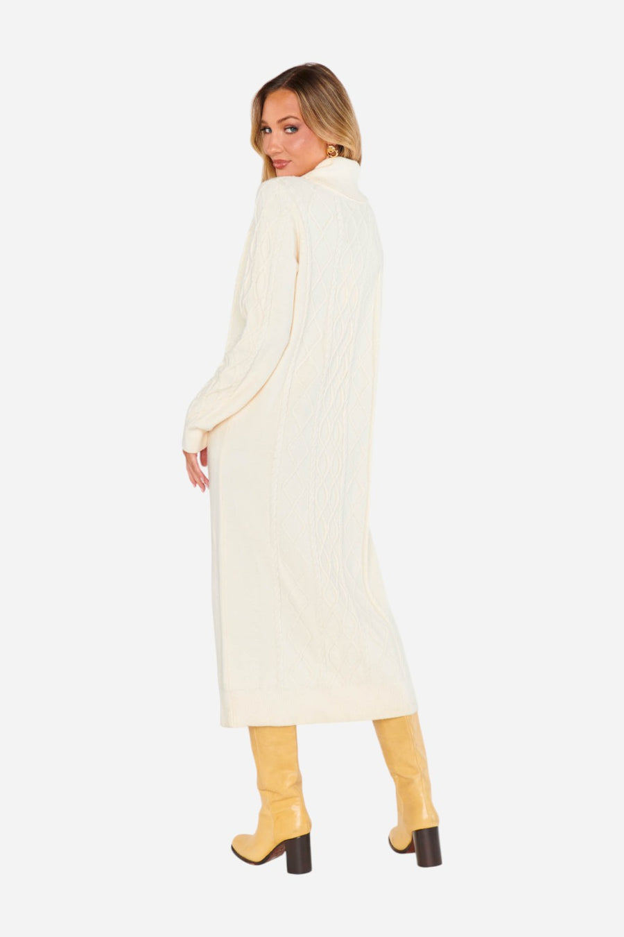 Show Me Your Mumu Montreal Midi Dress in Cream Cable Knit