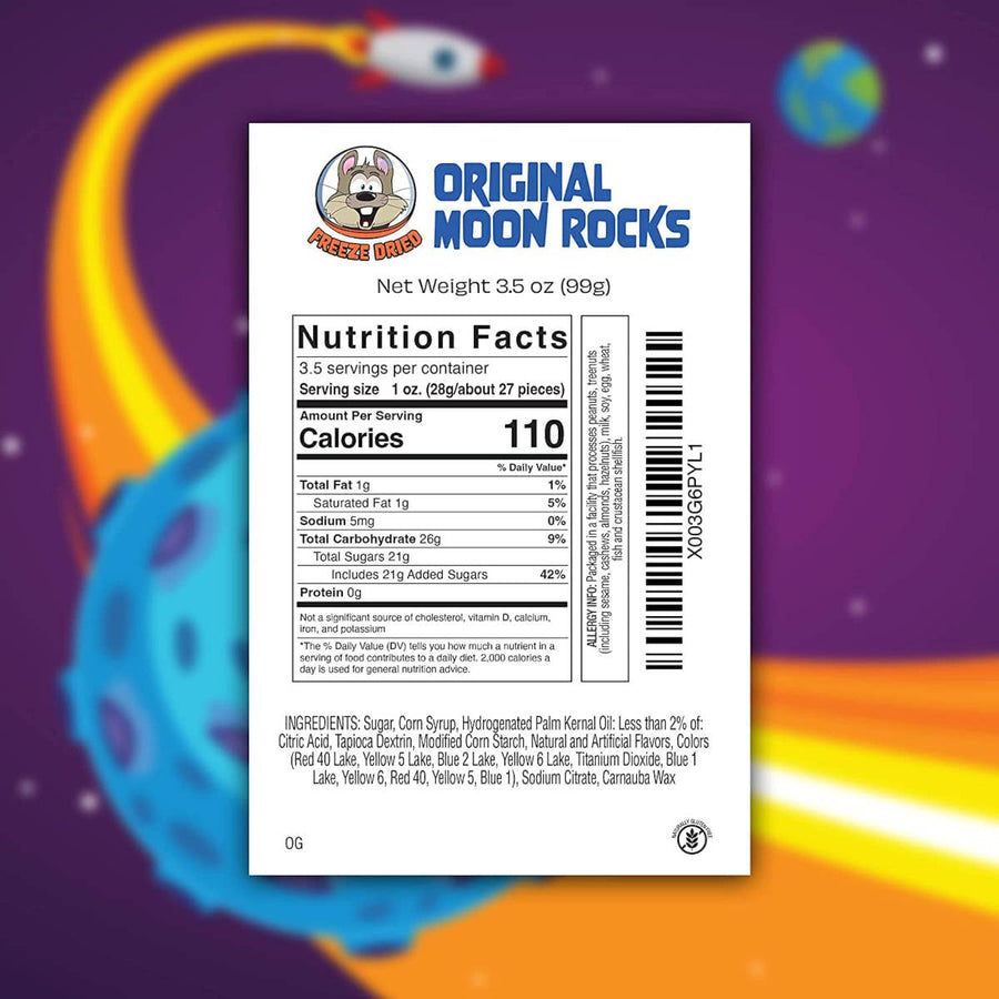 Uptop Treats Original Moon Rocks Freeze Dried Candy – back view