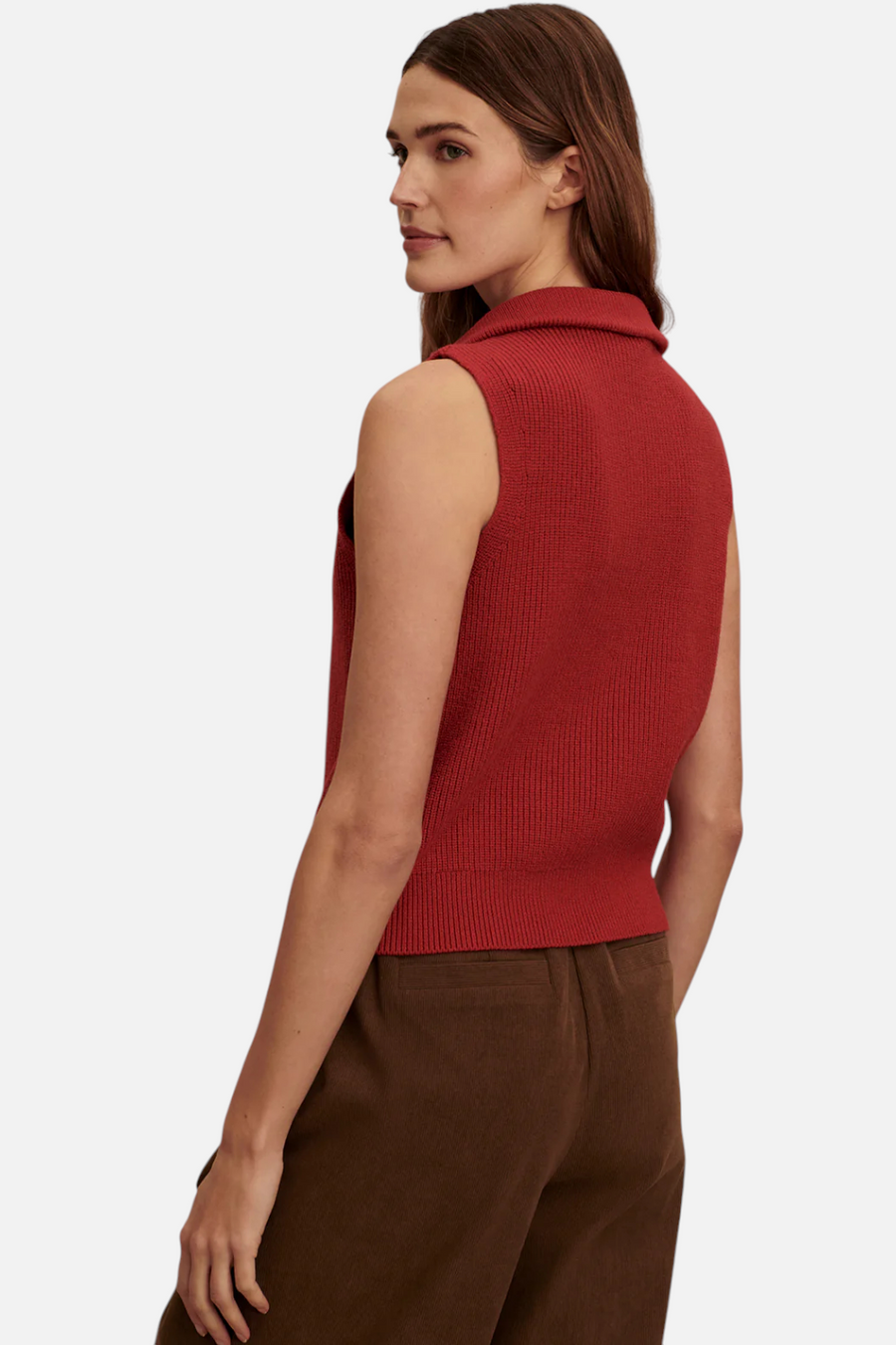 Varley Amina Half Zip Knit in Lava Falls – back view