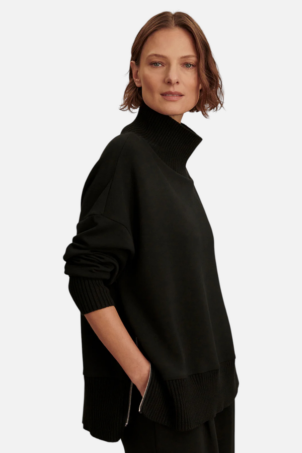 Varley Barker High Neck Sweat in Black