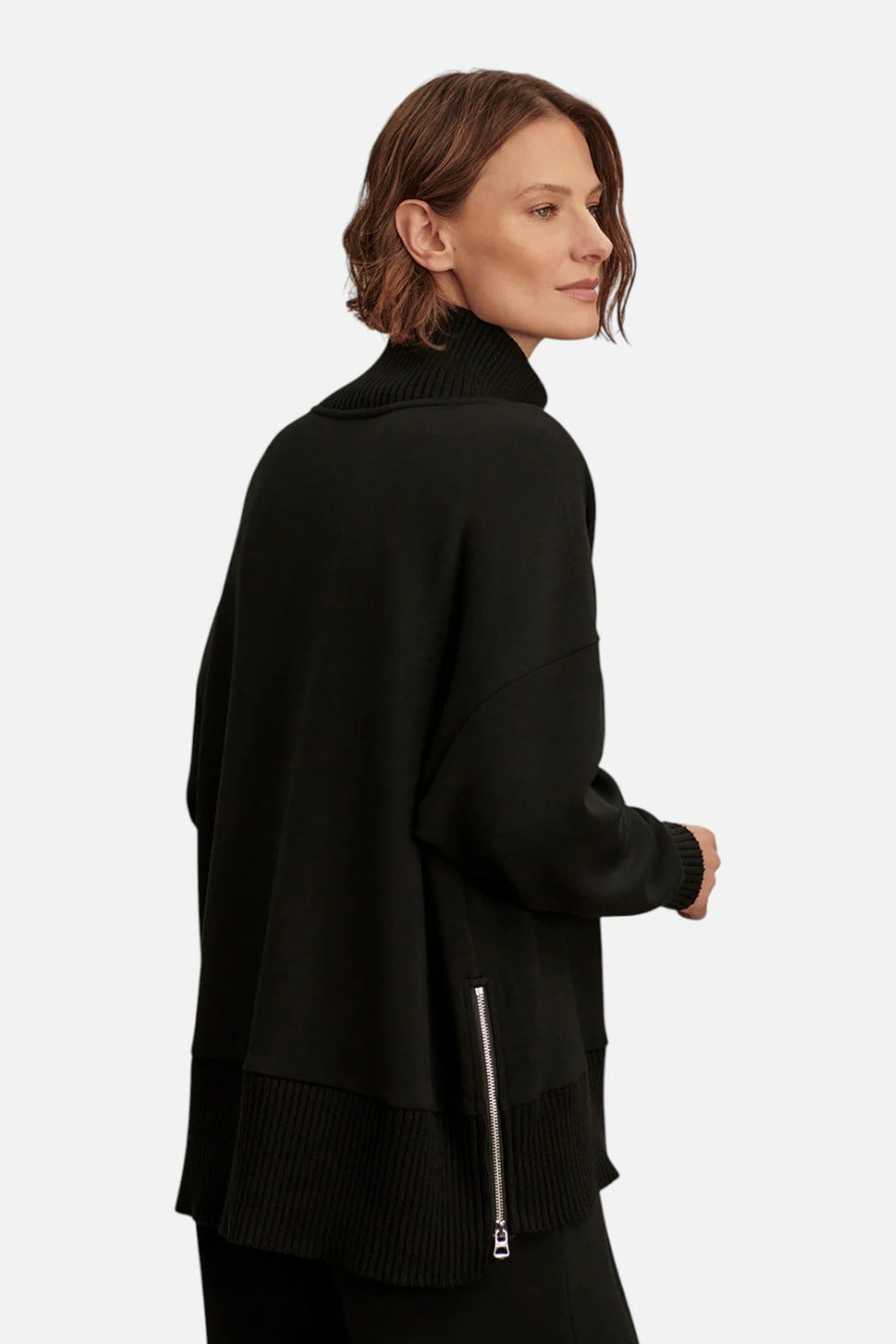 Varley Barker High Neck Sweat in Black – side view