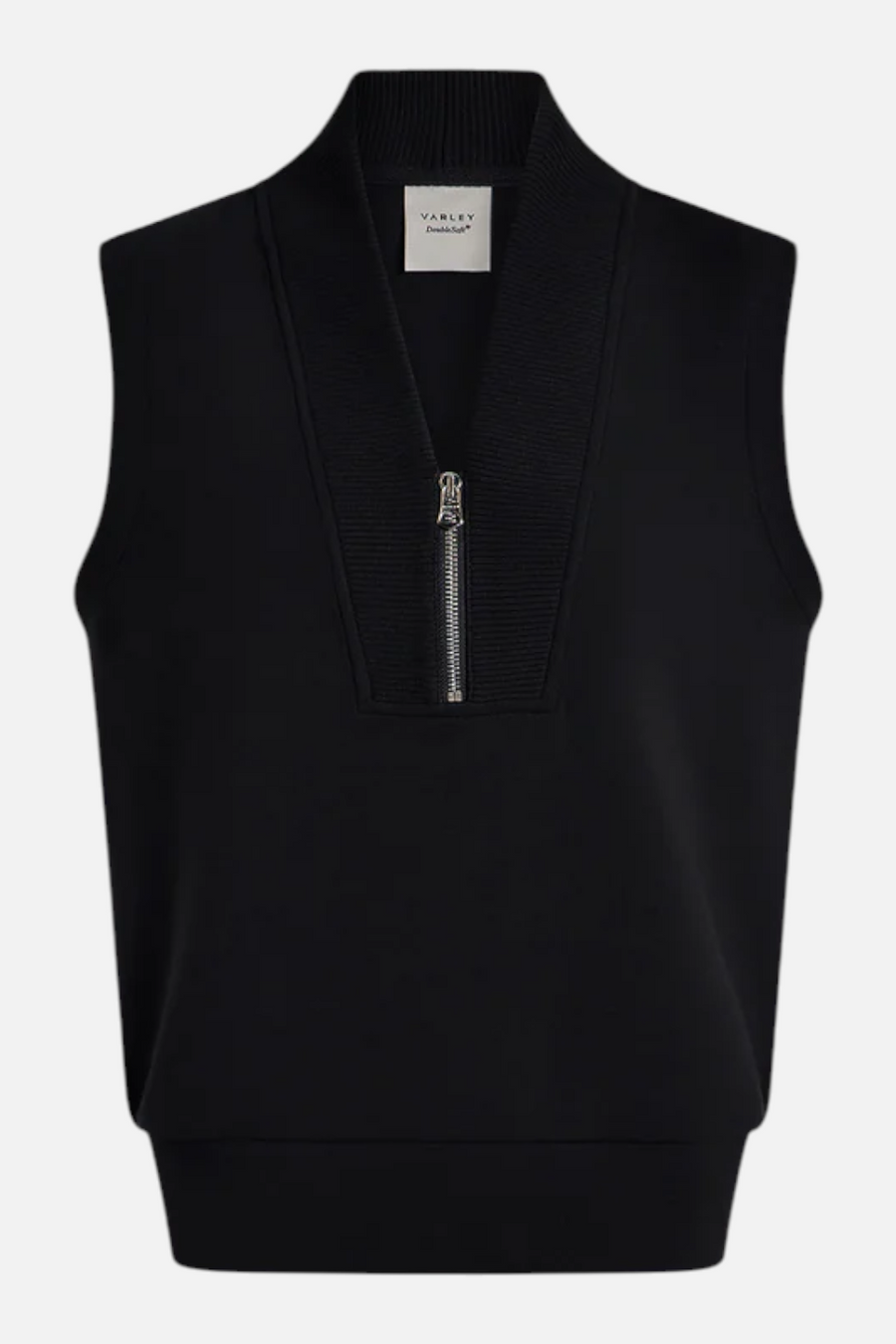 Varley Beau Sleeveless Half Zip Tank Sweatshirt in Black – alternate