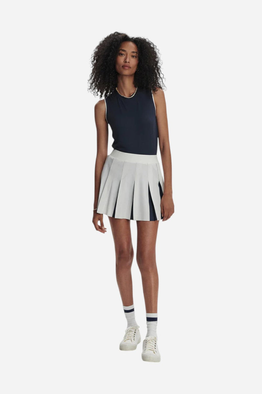 Varley Bronte 2-in-1 Skirt 15.5" in White/Blue Nights – back view
