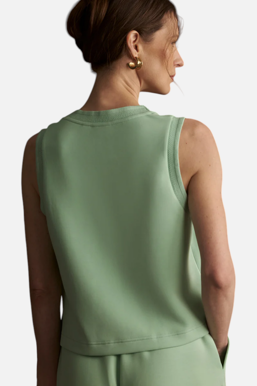 Varley Cambrie Scoop Neck Tank in Sage Mint – flat lay