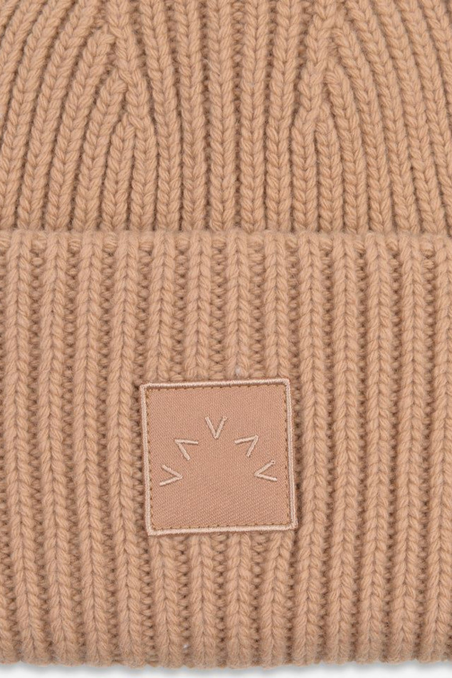 Varley Cresta Rib Beanie in Sand – back view