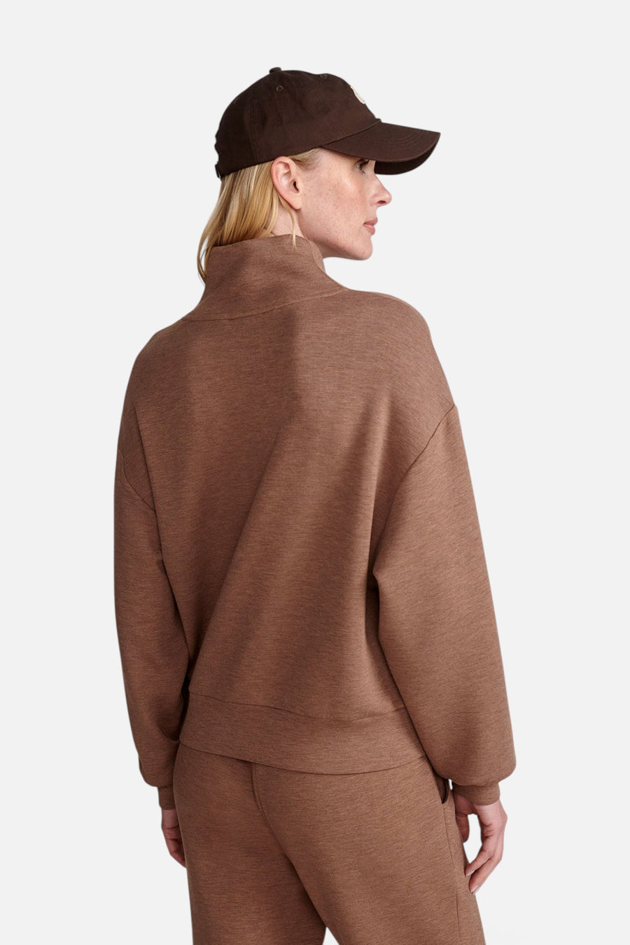 Varley Davidson Sweat in Golden Bronze Marl – back view