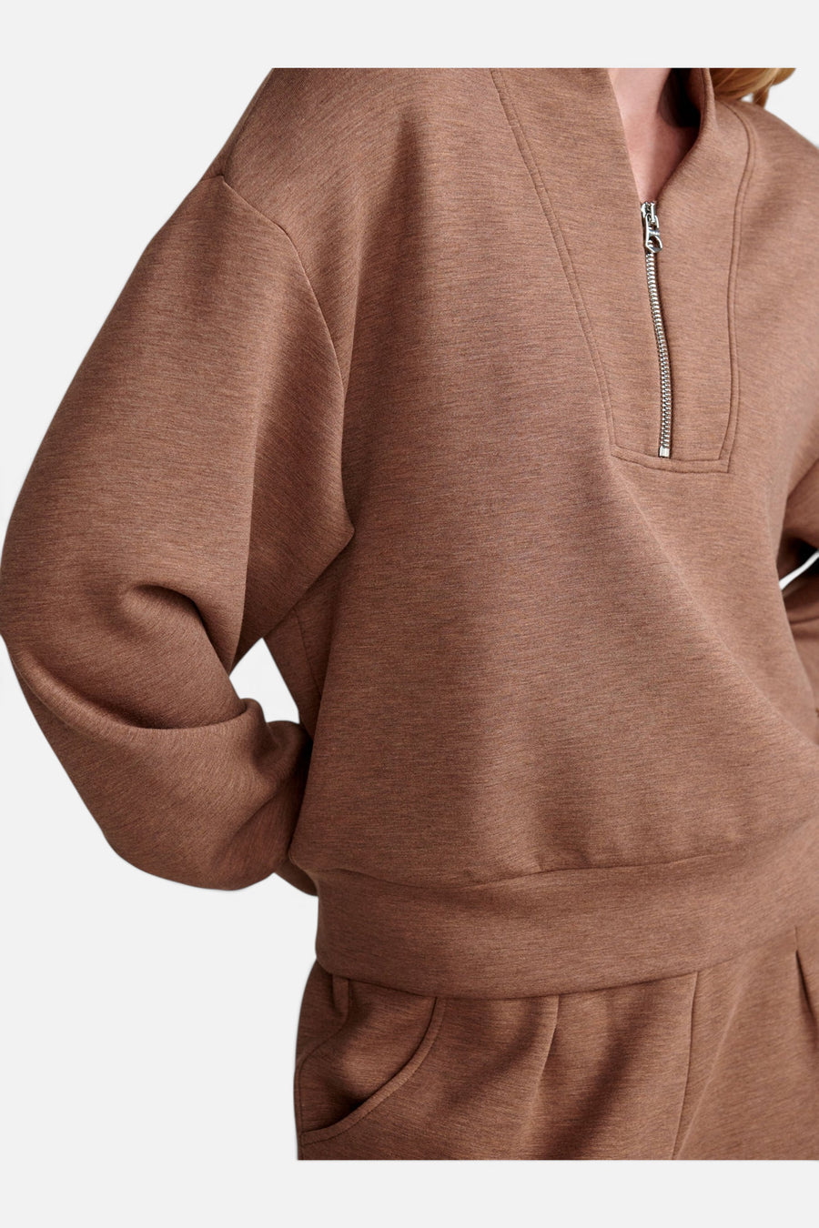 Varley Davidson Sweat in Golden Bronze Marl – detail