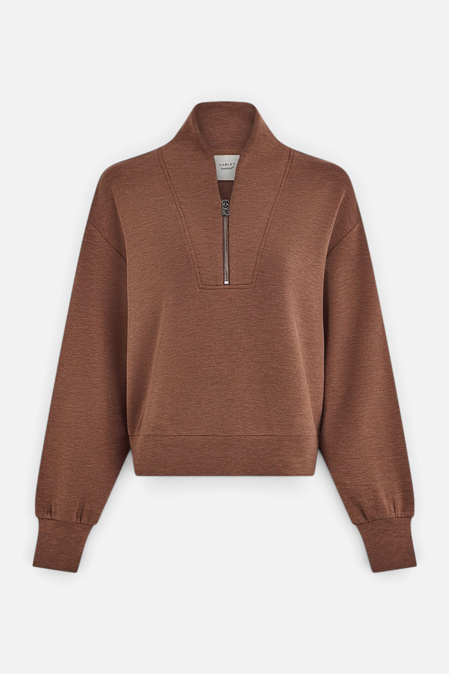 Varley Davidson Sweat in Golden Bronze Marl – flat lay