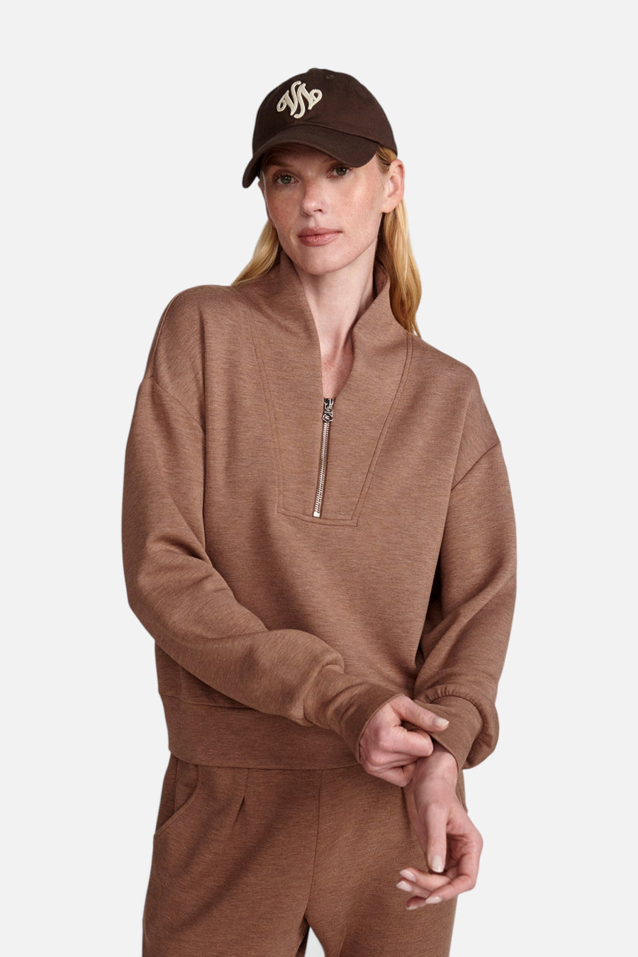 Varley Davidson Sweat in Golden Bronze Marl – front view