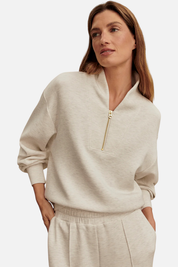 Varley Davidson Sweat in Ivory Marl