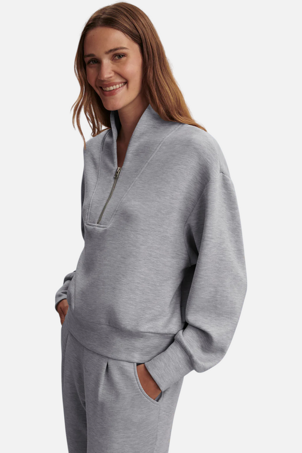 Varley Davidson Sweat in Mid Blue Marl
